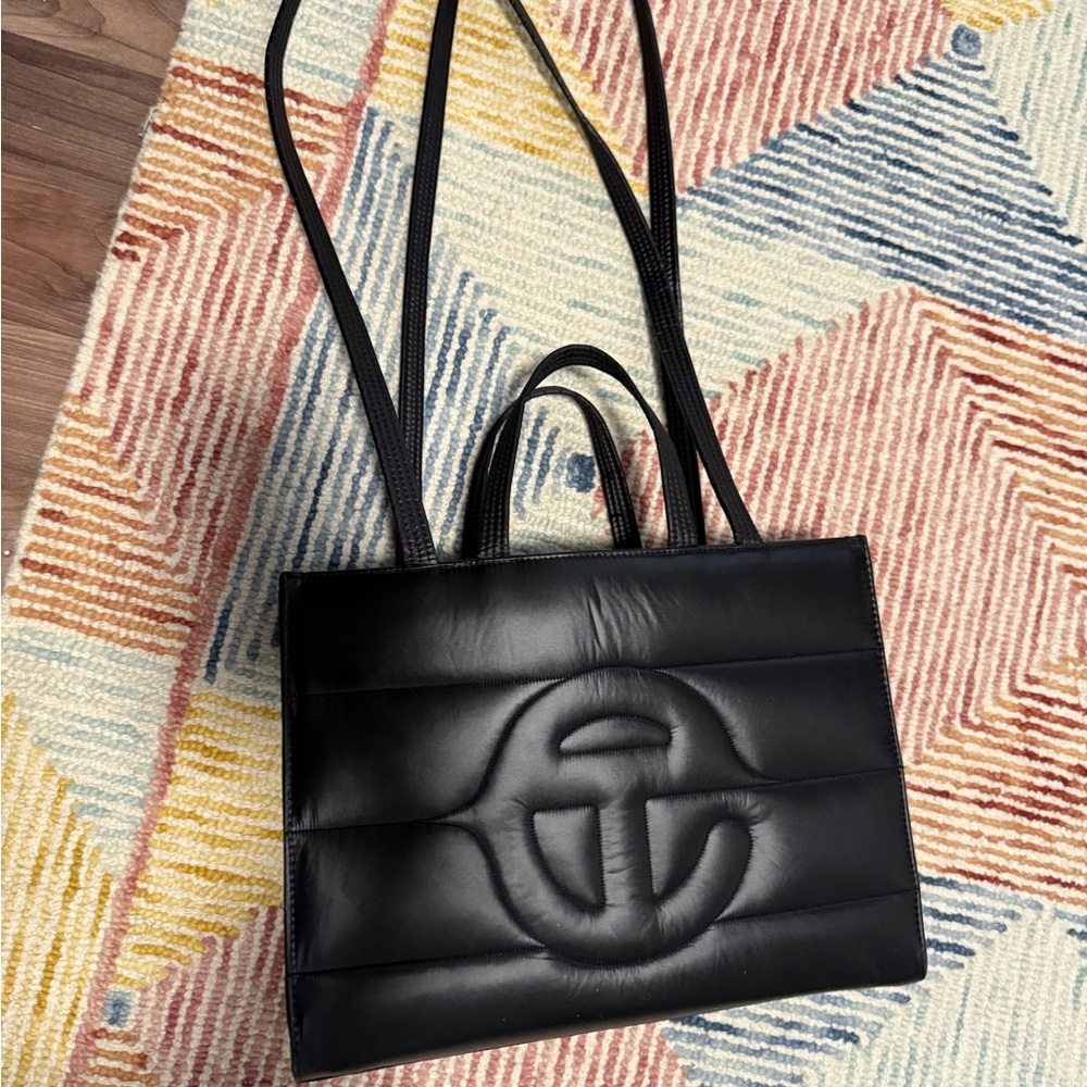 Black Telfar Quilted Tote Bag